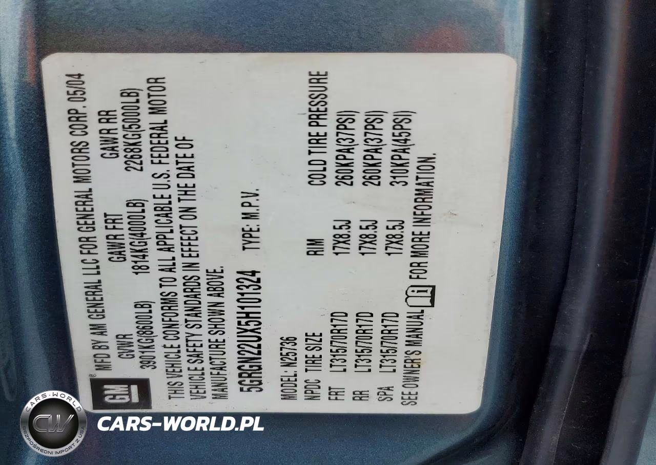 2005 Hummer H2 Sut VIN:5GRGN22UX5H101324 - 12
