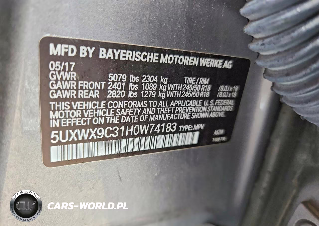 2017 BMW X3 xDrive28I VIN:5UXWX9C31H0W74183 - 13