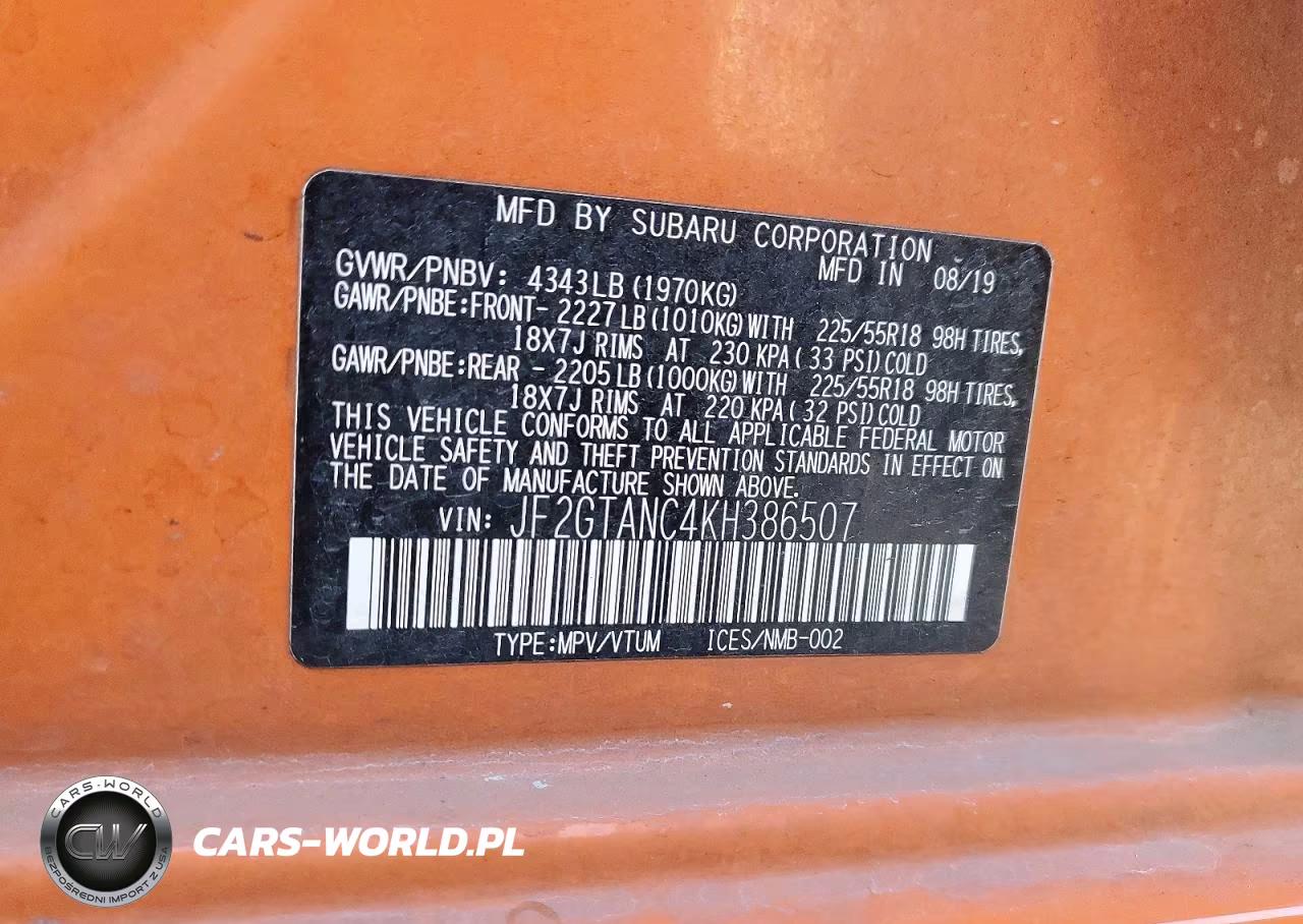 2019 Subaru Crosstrek Limited VIN:JF2GTANC4KH386507 - 13