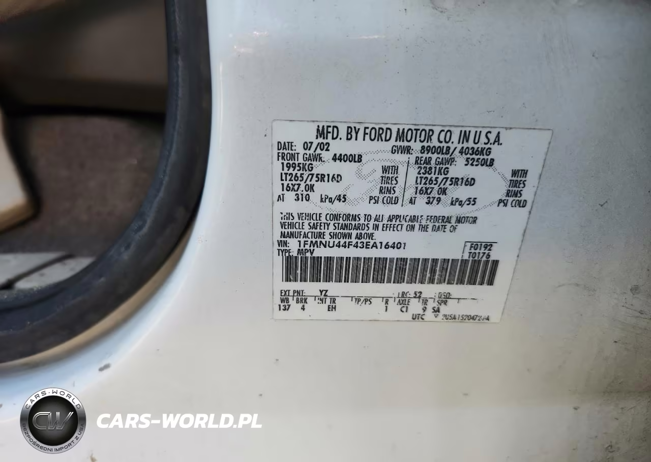 2003 Ford Excursion Eddie Bauer VIN:1FMNU44F43EA16401 - 13