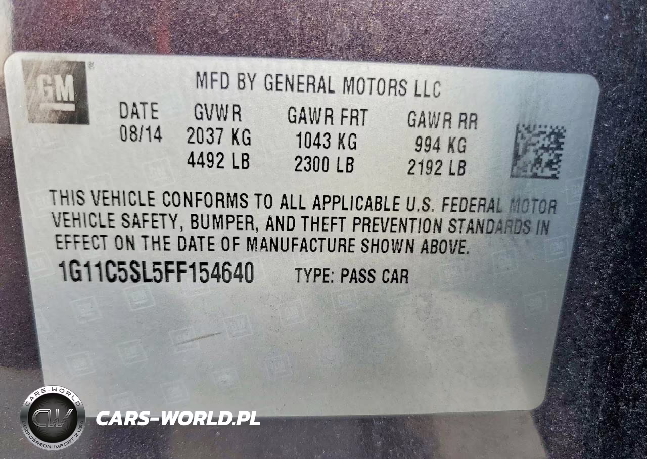 2015 Chevrolet Malibu 1Lt VIN:1G11C5SL5FF154640 - 13