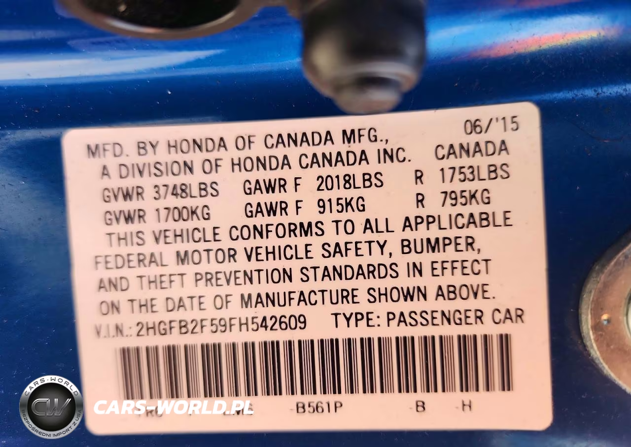 2015 Honda Civic Lx VIN:2HGFB2F59FH542609 - 13