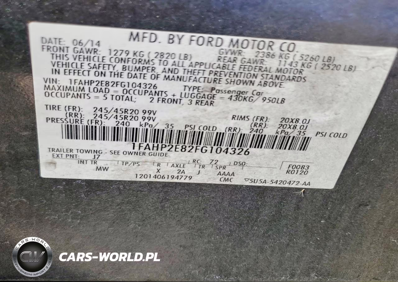 2015 Ford Taurus Sel VIN:1FAHP2E82FG104326 - 12