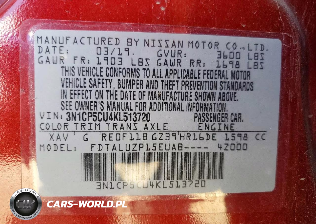 2019 Nissan Kicks Sr VIN:3N1CP5CU4KL513720 - 13