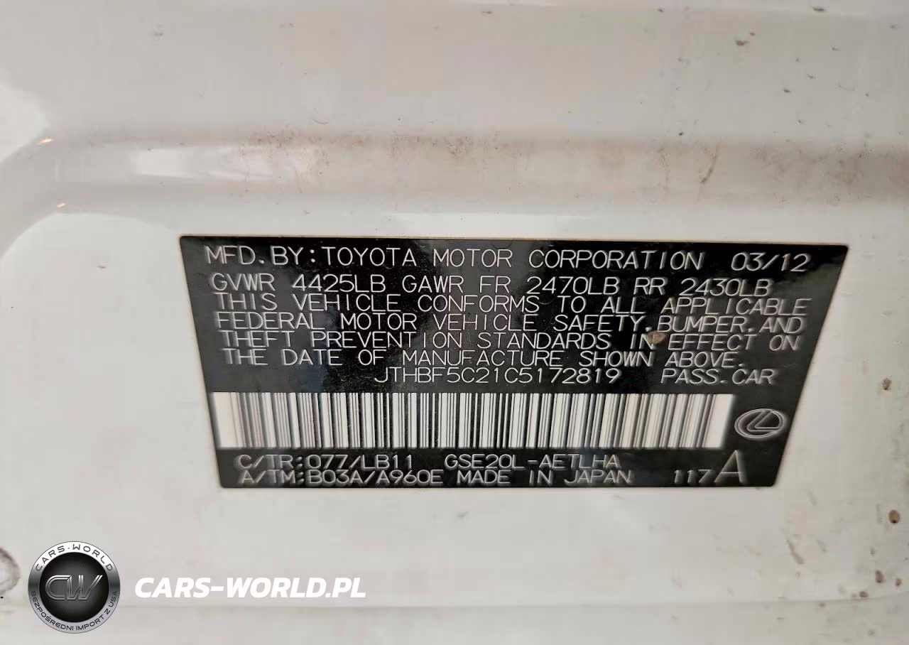 2012 Lexus Is 250 Base VIN:JTHBF5C21C5172819 - 13