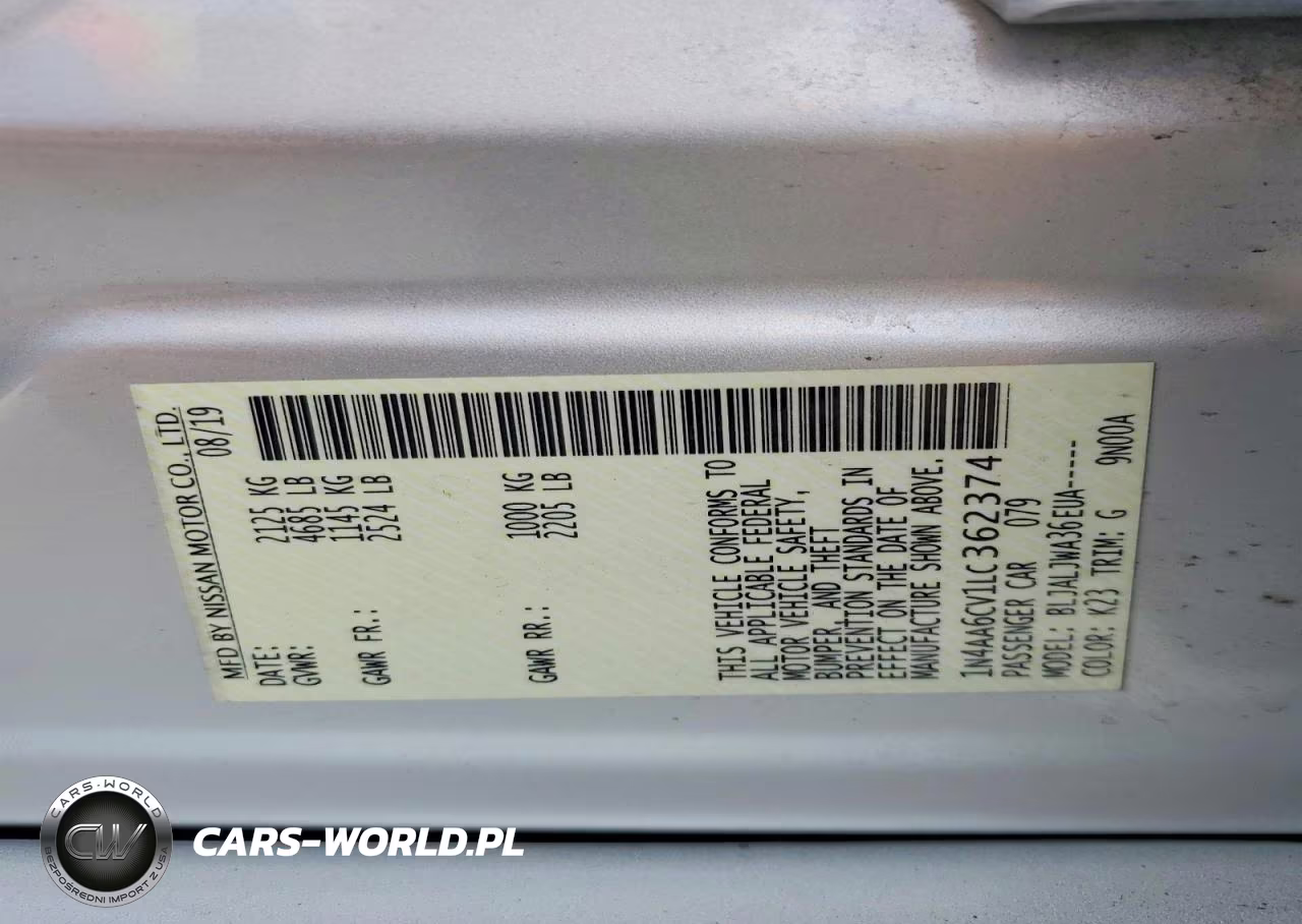2020 Nissan Maxima Sv VIN:1N4AA6CV1LC362374 - 12