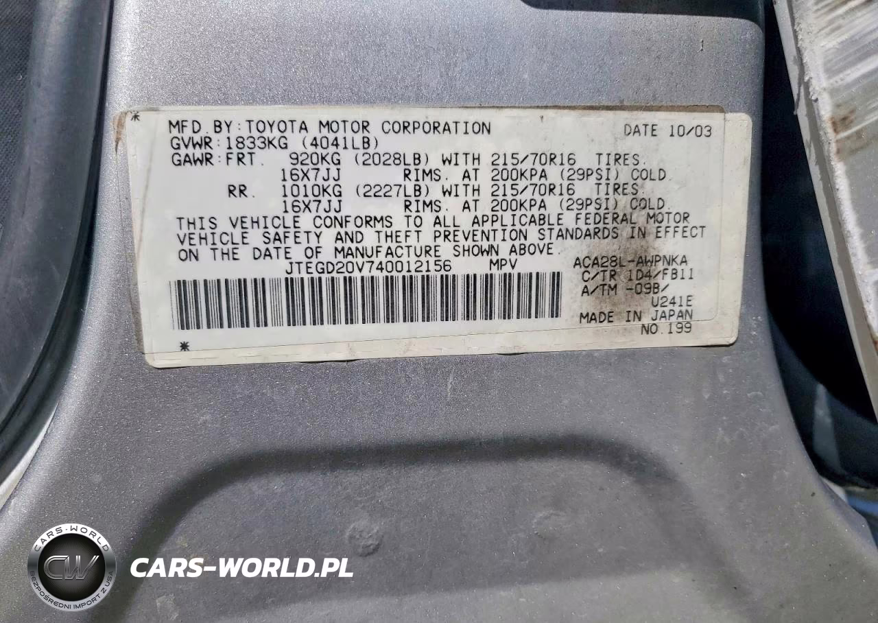 2004 Toyota Rav4 Base VIN:JTEGD20V740012156 - 12
