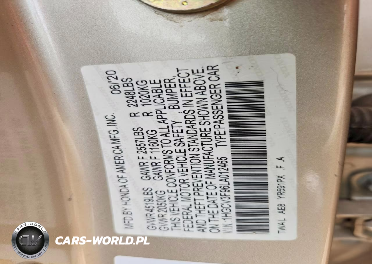 2020 Honda Accord Touring Hybrid VIN:1HGCV3F96LA012465 - 13