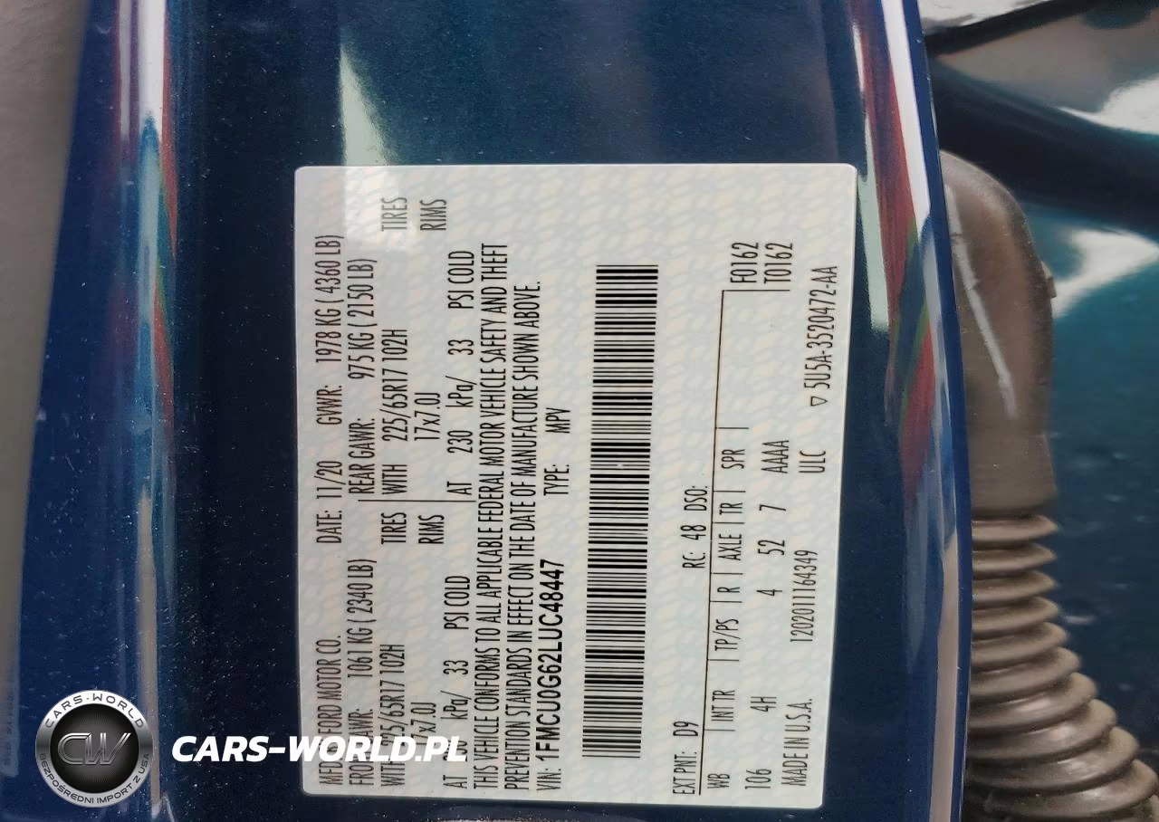 2020 Ford Escape Se VIN:1FMCU0G62LUC48447 - 14