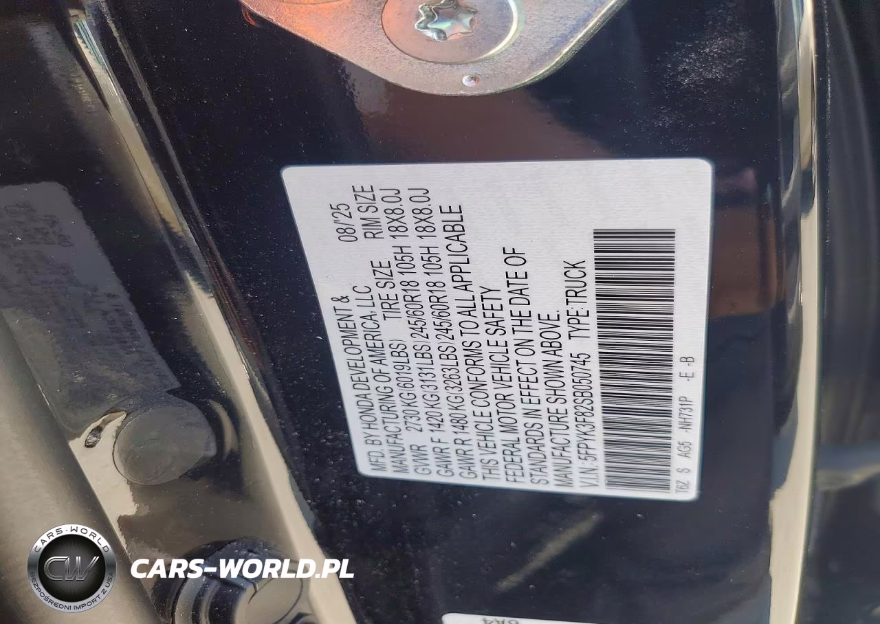2025 Honda Ridgeline Black Edition VIN:5FPYK3F82SB050745 - 12