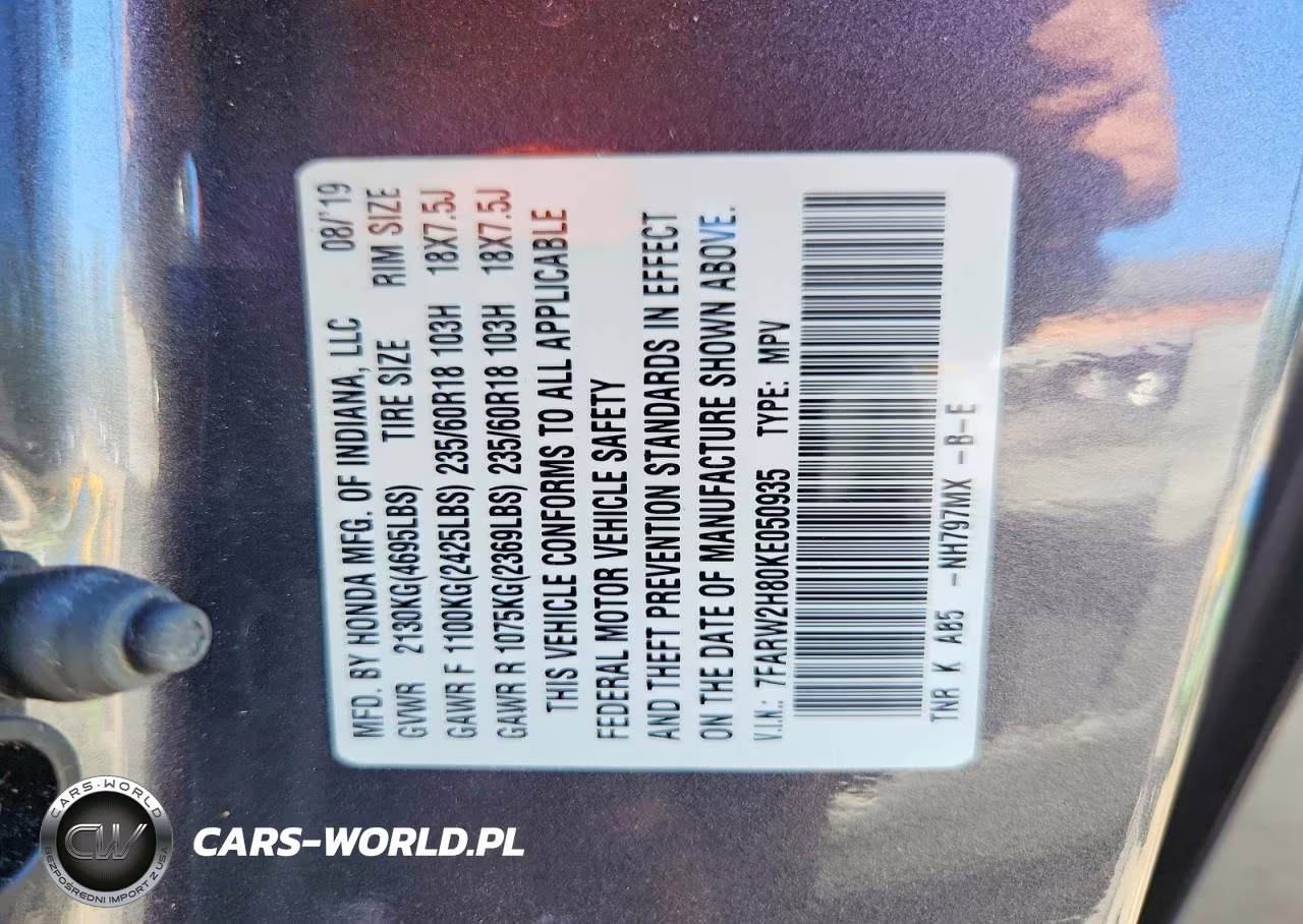 2019 Honda Cr-V Exl VIN:7FARW2H80KE050935 - 14