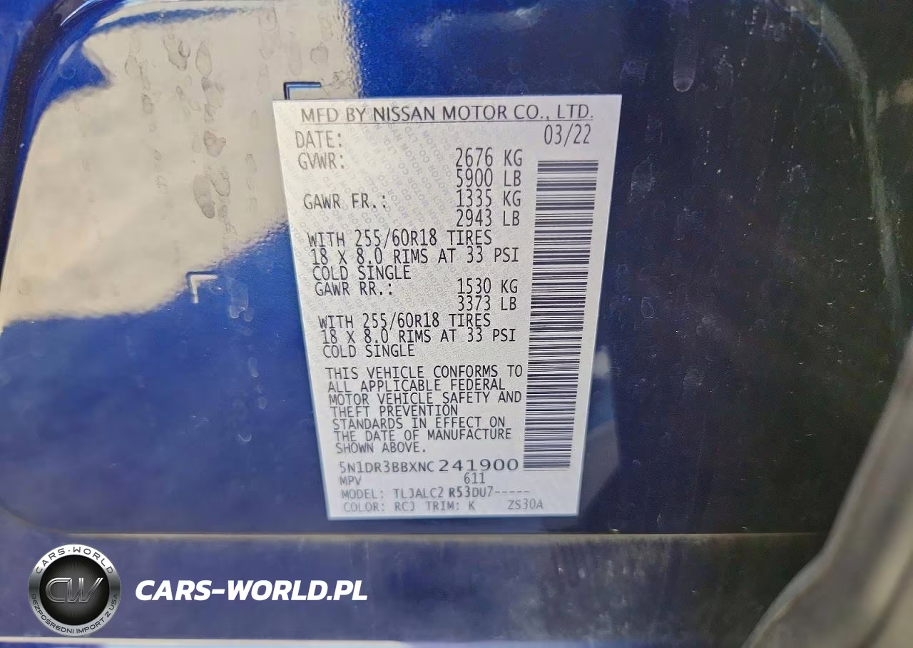 2022 Nissan Pathfinder Sv VIN:5N1DR3BBXNC241900 - 13