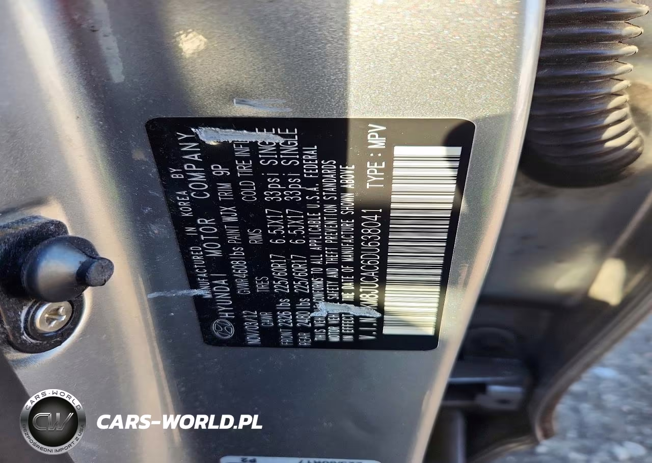 2013 Hyundai Tucson Gls VIN:KM8JUCAC6DU638041 - 13
