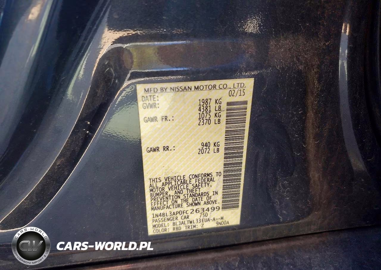 2015 Nissan Altima 3.5 Sl VIN:1N4BL3AP0FC263499 - 12