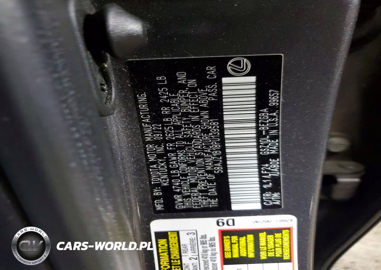 2023 Lexus Es 350 F Sport Handling VIN:58AJZ1B18PU139581 - 12