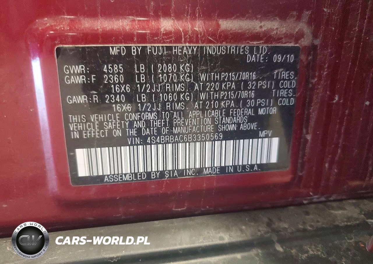 2011 Subaru Outback 2.5I VIN:4S4BRBAC6B3350569 - 13