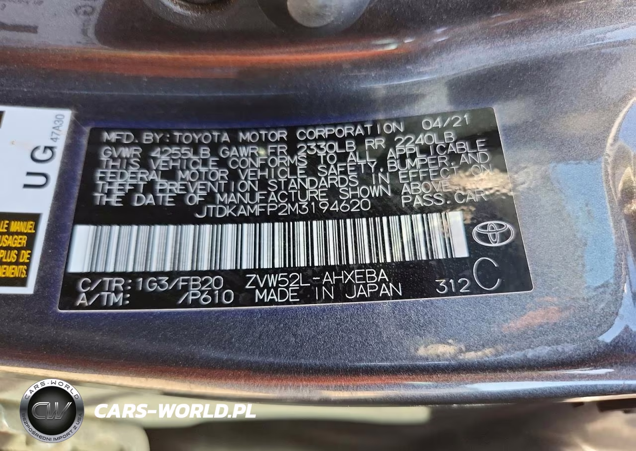 2021 Toyota Prius Prime Le VIN:JTDKAMFP2M3194620 - 13