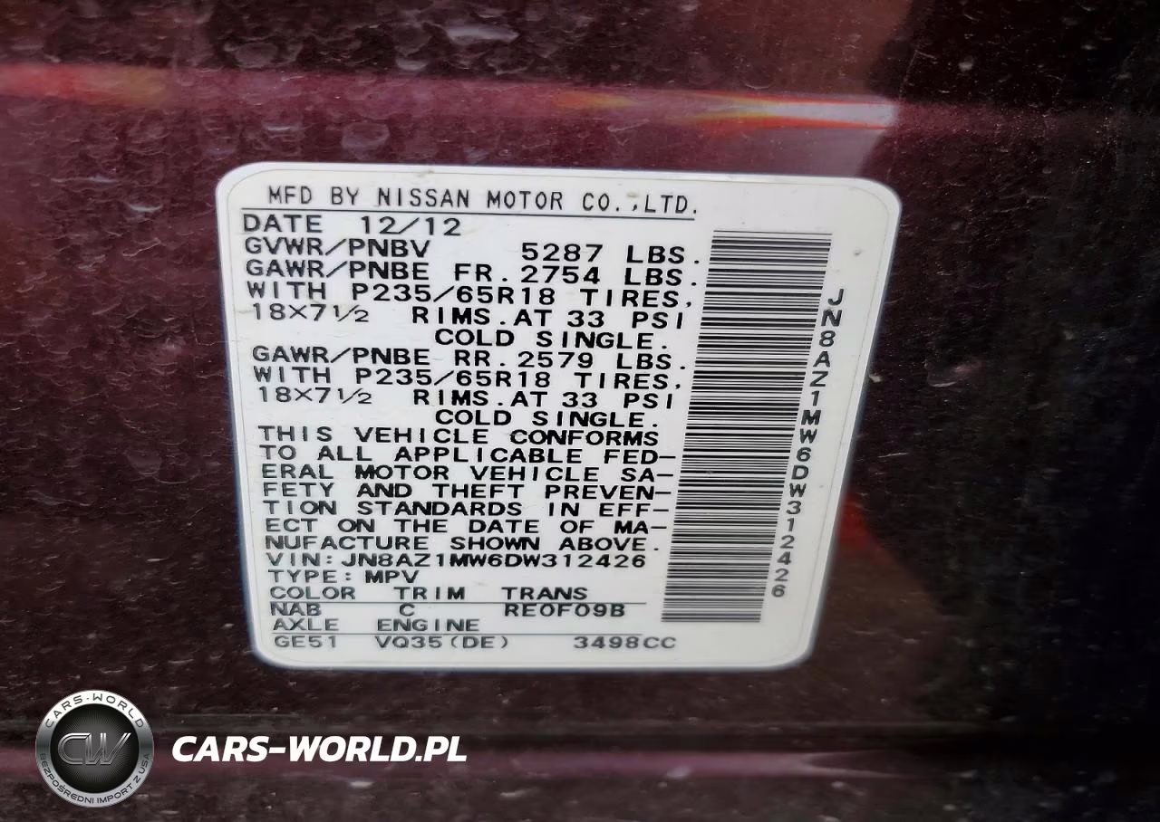 2013 Nissan Murano S VIN:JN8AZ1MW6DW312426 - 13
