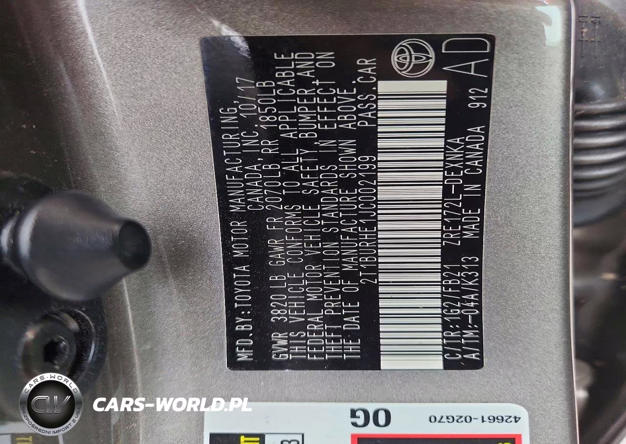 2018 Toyota Corolla Le VIN:2T1BURHE1JC002199 - 12