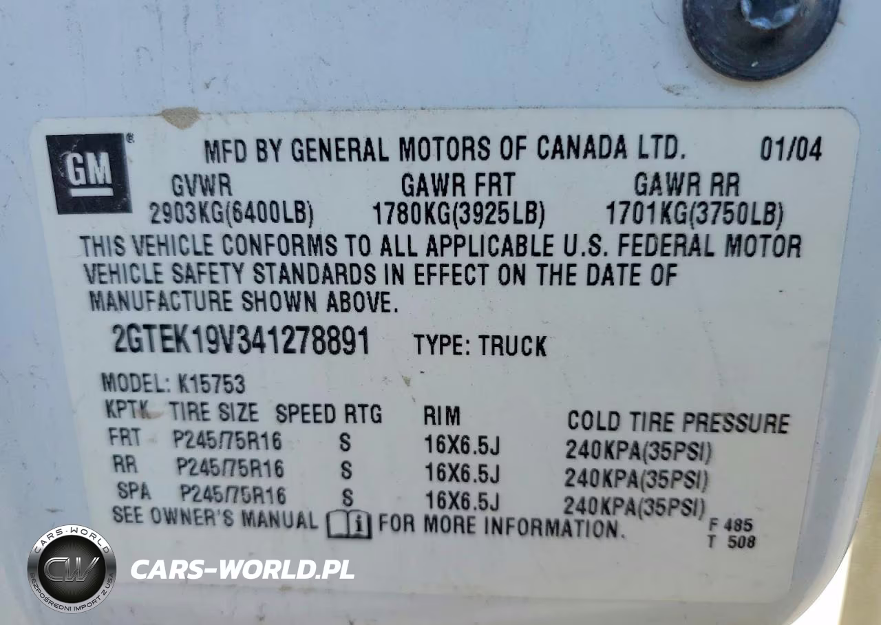 2004 GMC New Sierra K1500 VIN:2GTEK19V341278891 - 12