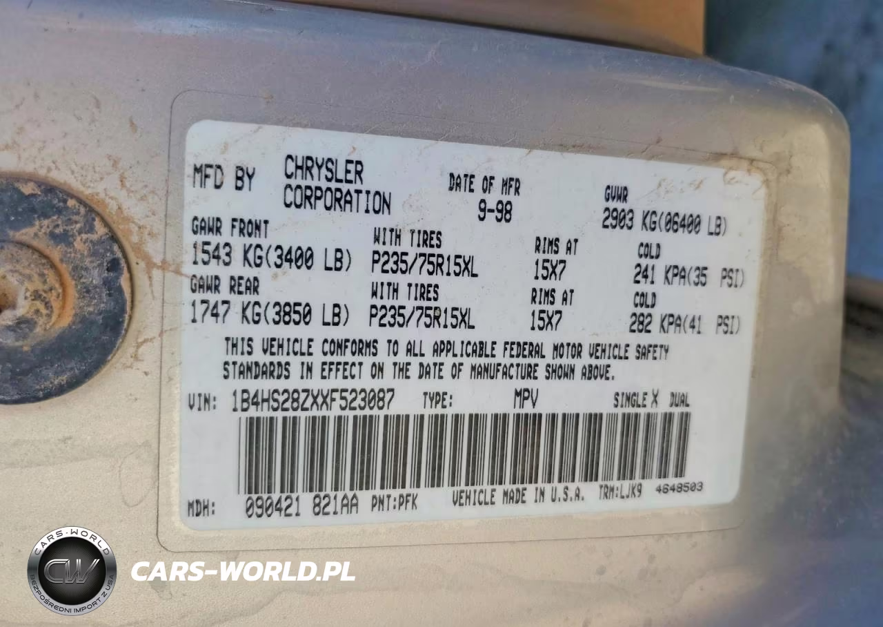 1999 Dodge Durango VIN:1B4HS28ZXXF523087 - 13
