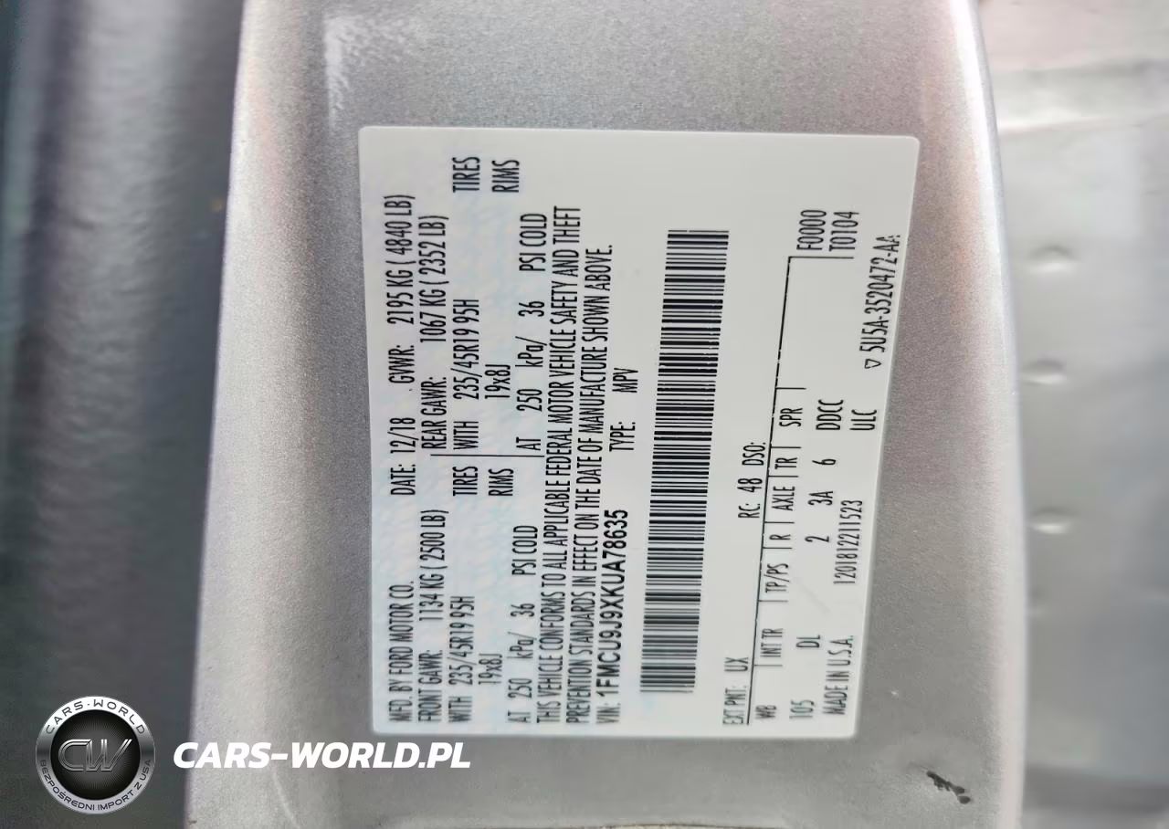 2019 Ford Escape Titanium VIN:1FMCU9J9XKUA78635 - 13