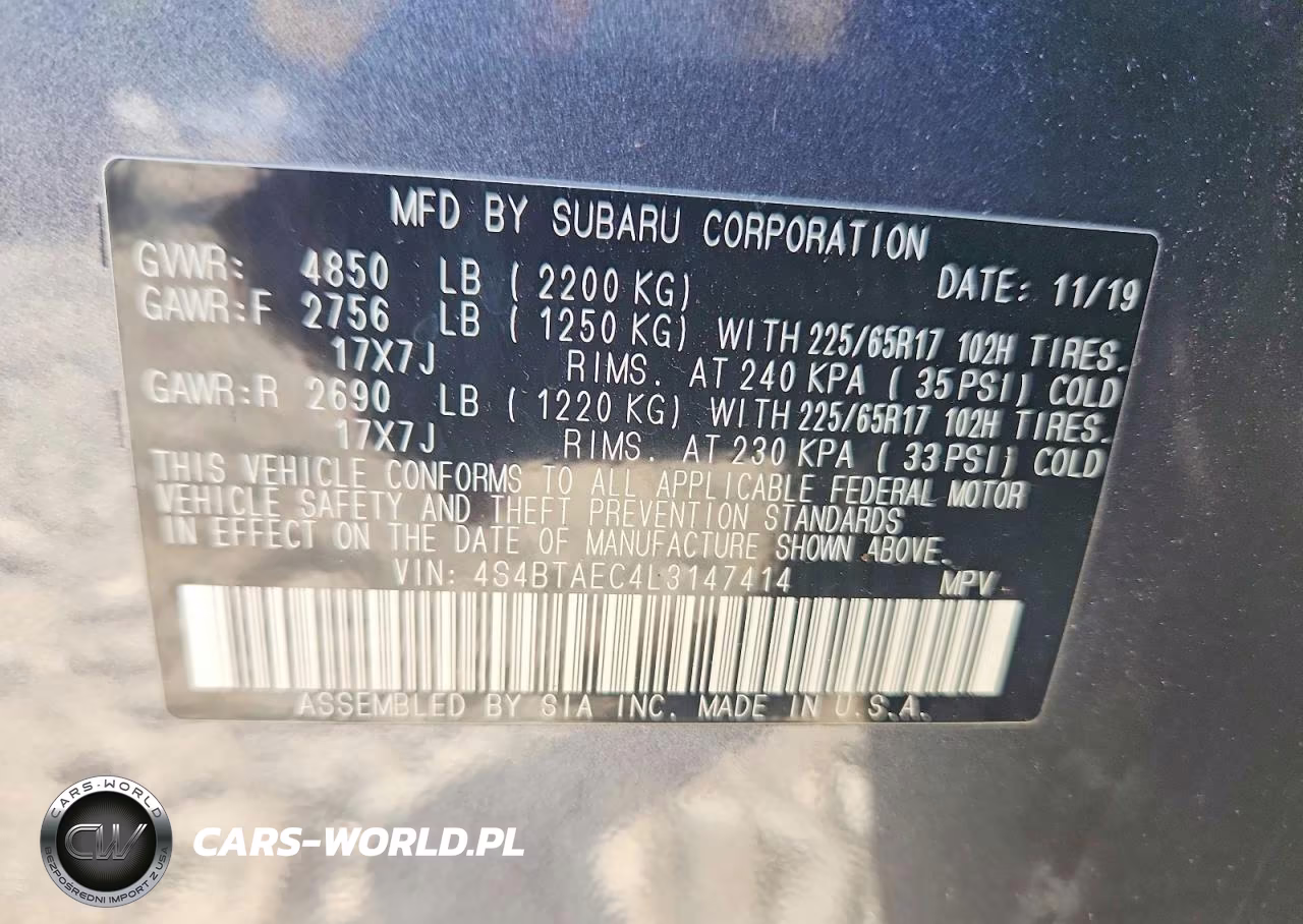 2020 Subaru Outback Premium VIN:4S4BTAEC4L3147414 - 13