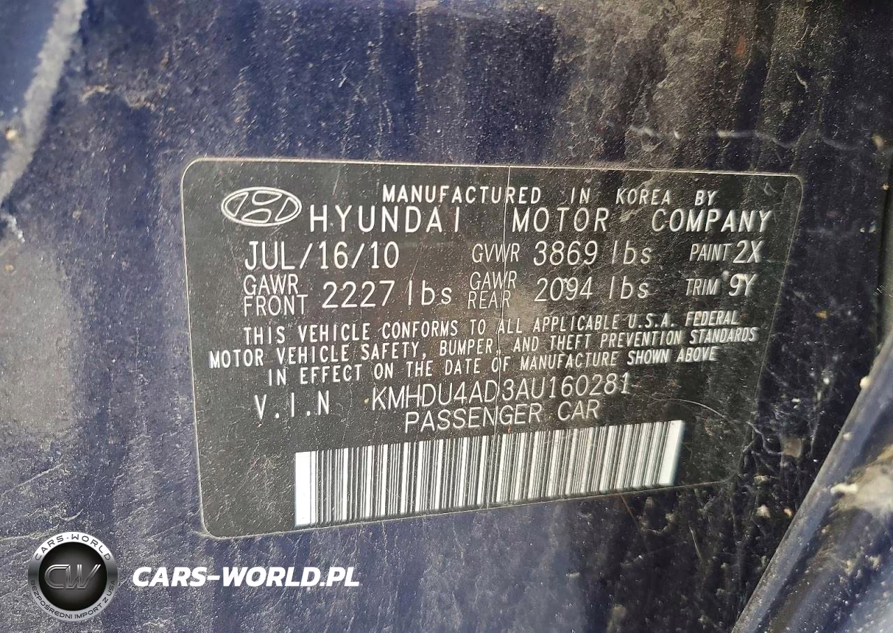 2010 Hyundai Elantra Gls VIN:KMHDU4AD3AU160281 - 12