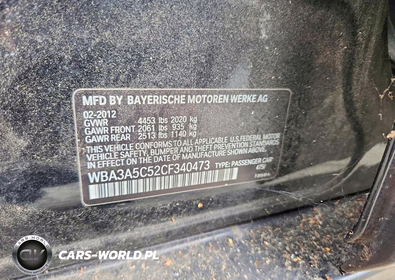 2012 BMW 328 I VIN:WBA3A5C52CF340473 - 12