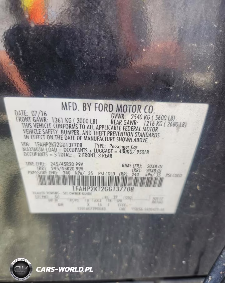 2016 Ford Taurus Sho VIN:1FAHP2KT2GG137708 - 12