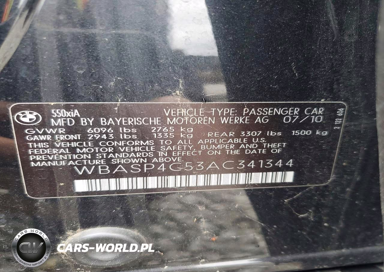 2010 BMW 550 Xigt VIN:WBASP4C53AC341344 - 13