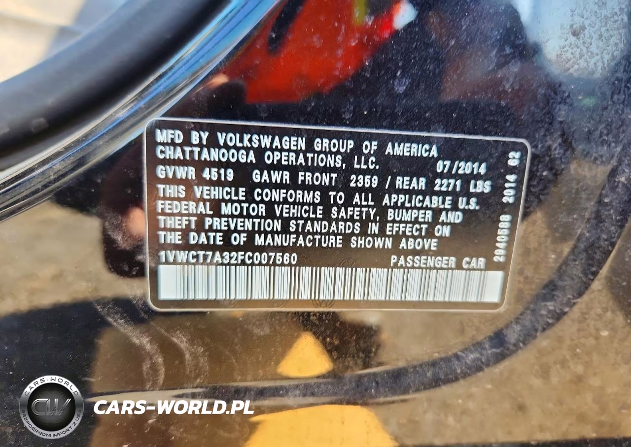 2015 Volkswagen Passat Sel VIN:1VWCT7A32FC007560 - 13