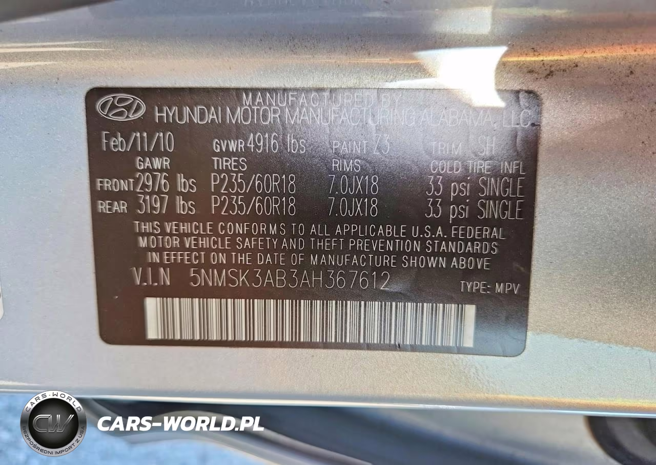 2010 Hyundai Santa Fe Limited VIN:5NMSK3AB3AH367612 - 12