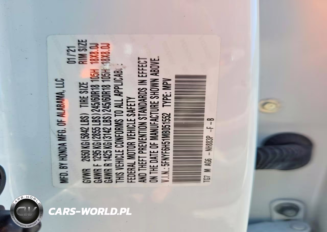 2021 Honda Pilot Exl VIN:5FNYF6H51MB051552 - 13