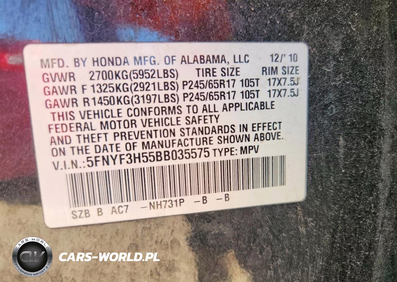 2011 Honda Pilot Exl VIN:5FNYF3H55BB035575 - 14