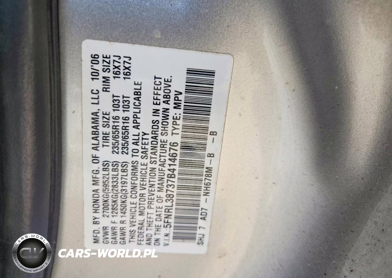 2007 Honda Odyssey Ex With Leather (With Res) VIN:5FNRL38737B414676 - 13