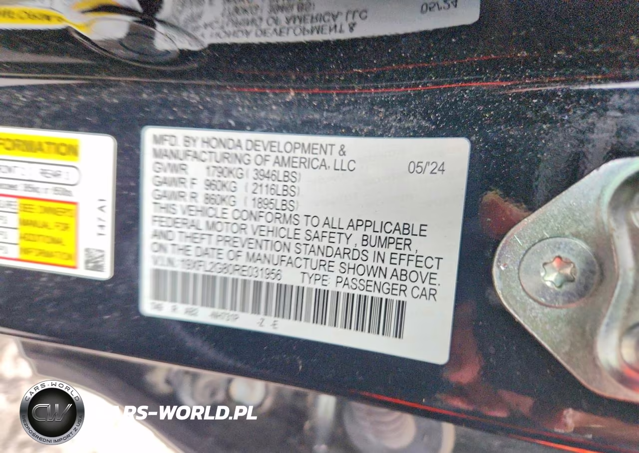 2024 Honda Civic Sport VIN:19XFL2G80RE031956 - 12