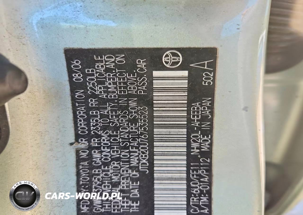 2006 Toyota Prius Base VIN:JTDKB20U767535523 - 12