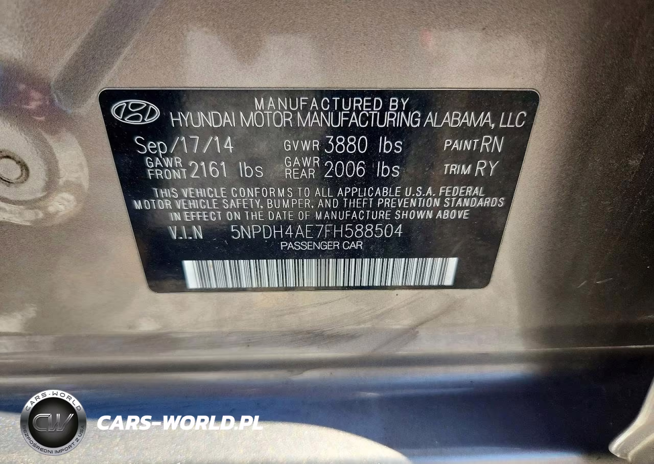 2015 Hyundai Elantra Se VIN:5NPDH4AE7FH588504 - 12