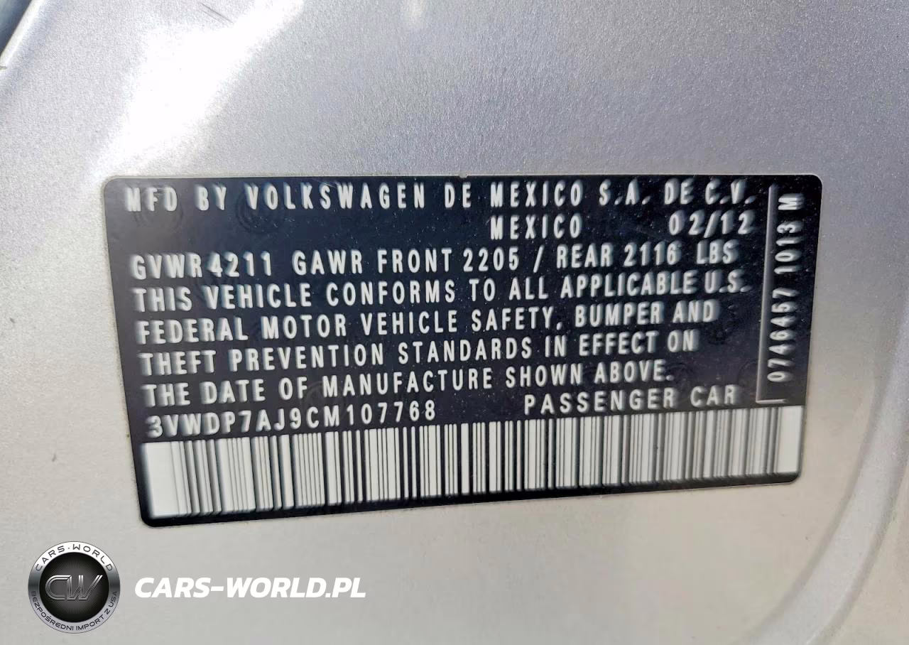 2012 Volkswagen Jetta Se VIN:3VWDP7AJ9CM107768 - 13