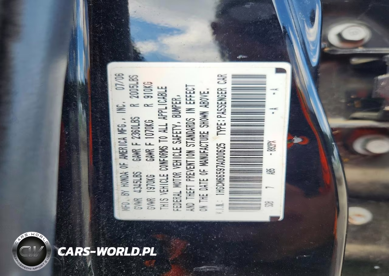 2007 Honda Accord Ex VIN:1HGCM66597A000625 - 12