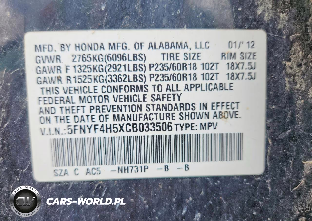 2012 Honda Pilot Exl VIN:5FNYF4H5XCB033506 - 13