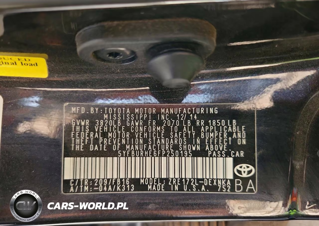 2015 Toyota Corolla Le VIN:5YFBURHE6FP250195 - 12