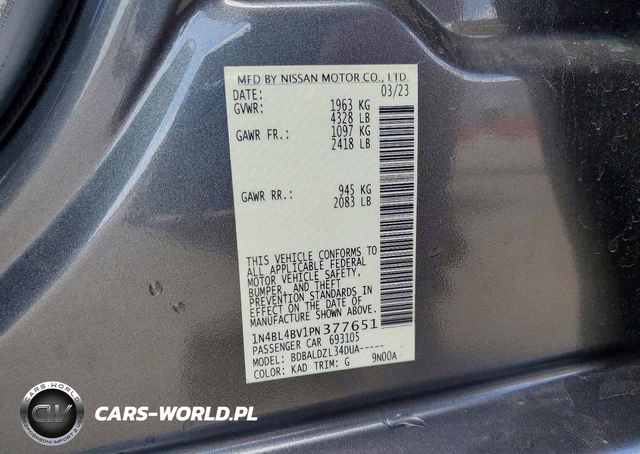2023 Nissan Altima S VIN:1N4BL4BV1PN377651 - 12