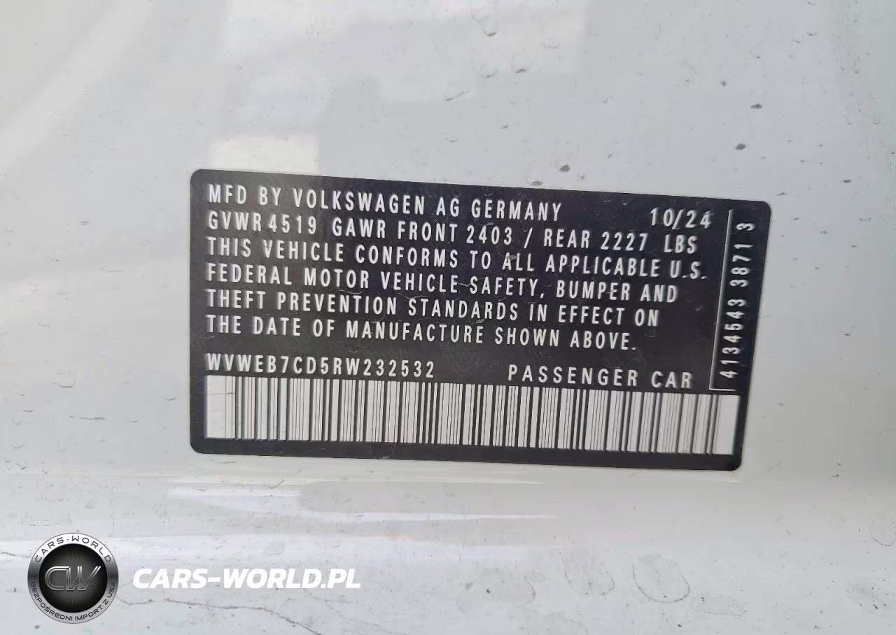 2024 Volkswagen Golf R VIN:WVWEB7CD5RW232532 - 12