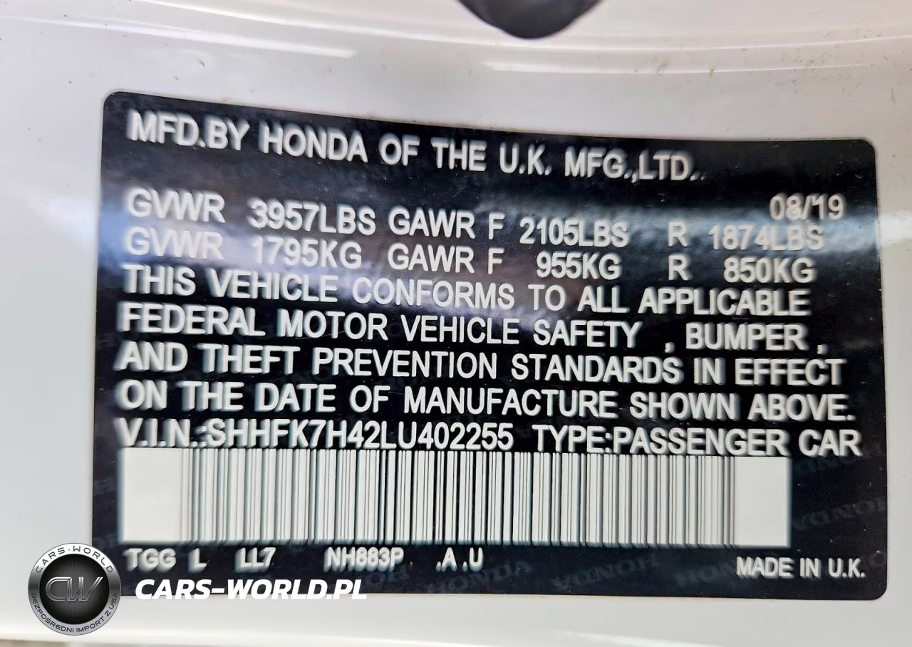 2020 Honda Civic Sport VIN:SHHFK7H42LU402255 - 12