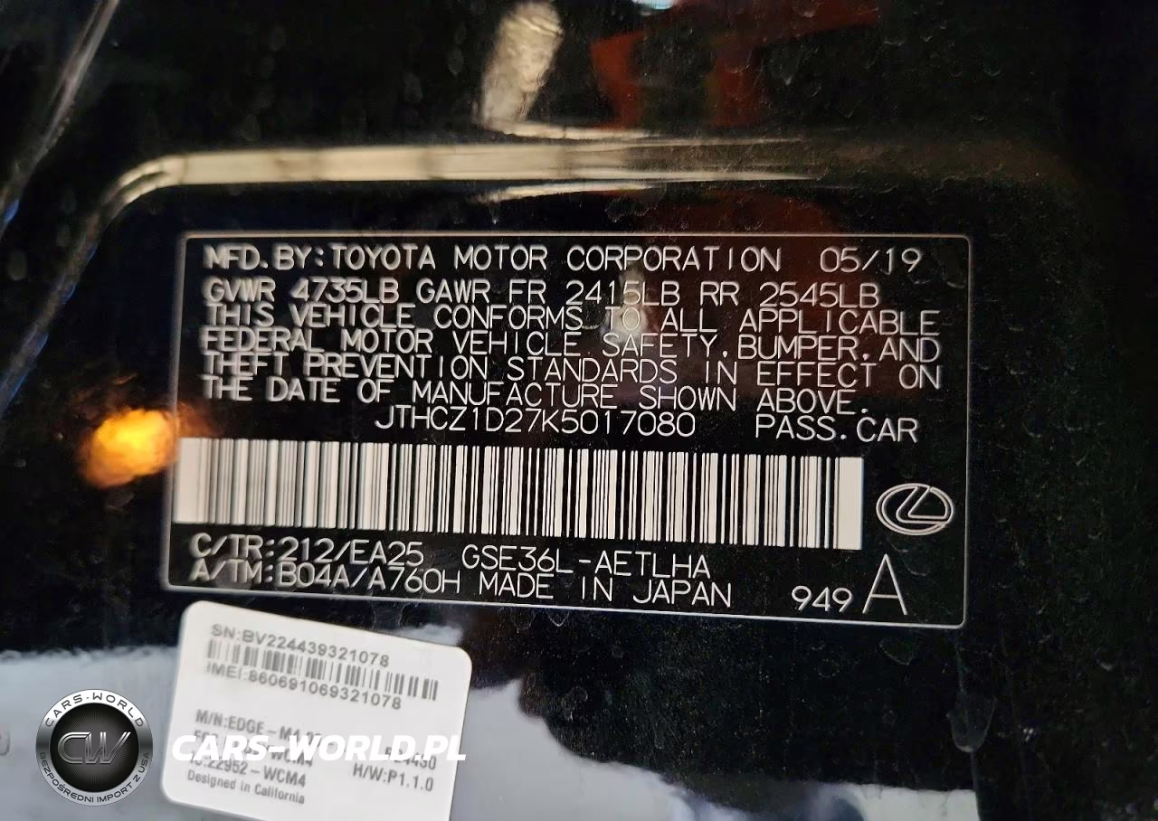 2019 Lexus Is 350 VIN:JTHCZ1D27K5017080 - 12