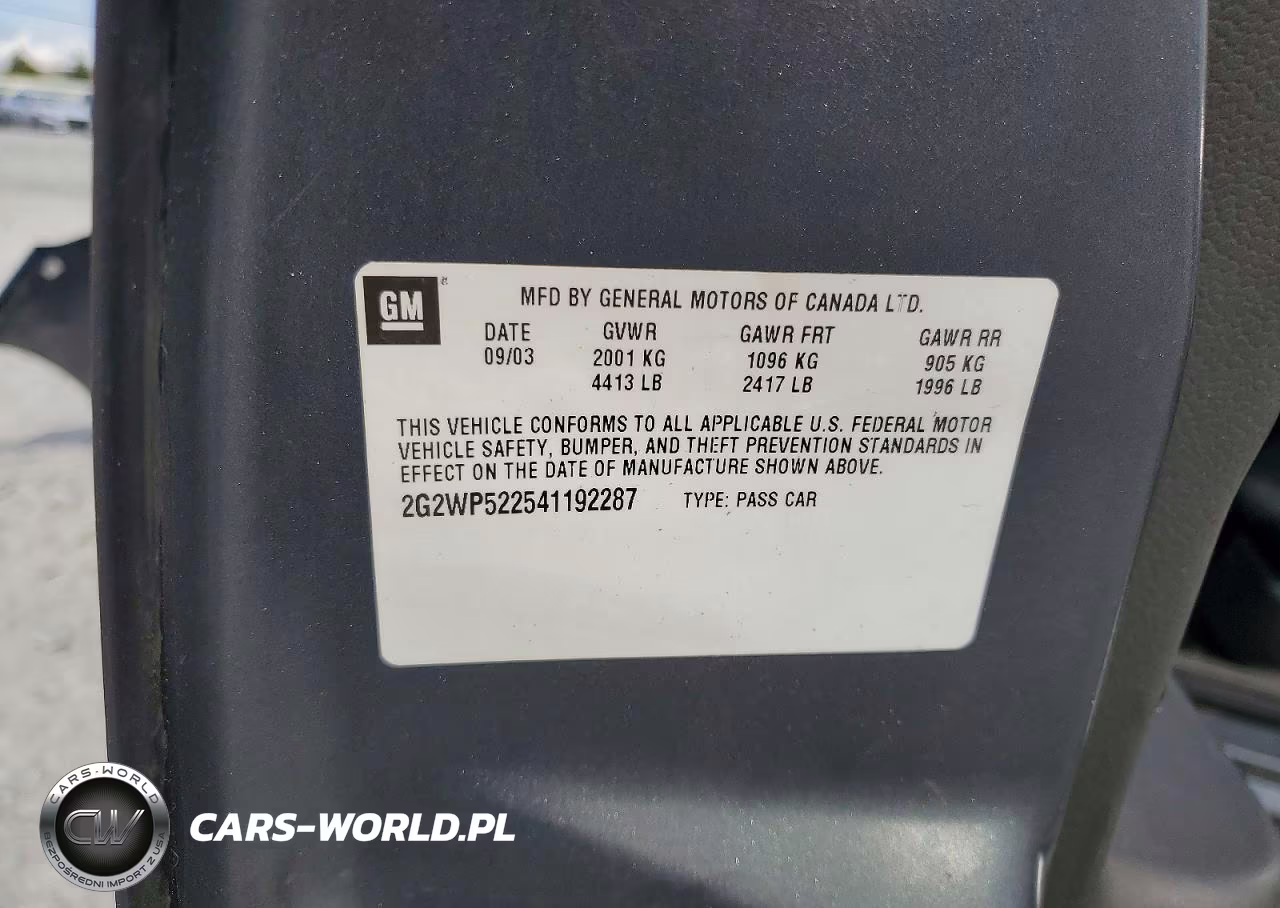 2004 Pontiac Grand Prix Gt VIN:2G2WP522541192287 - 13