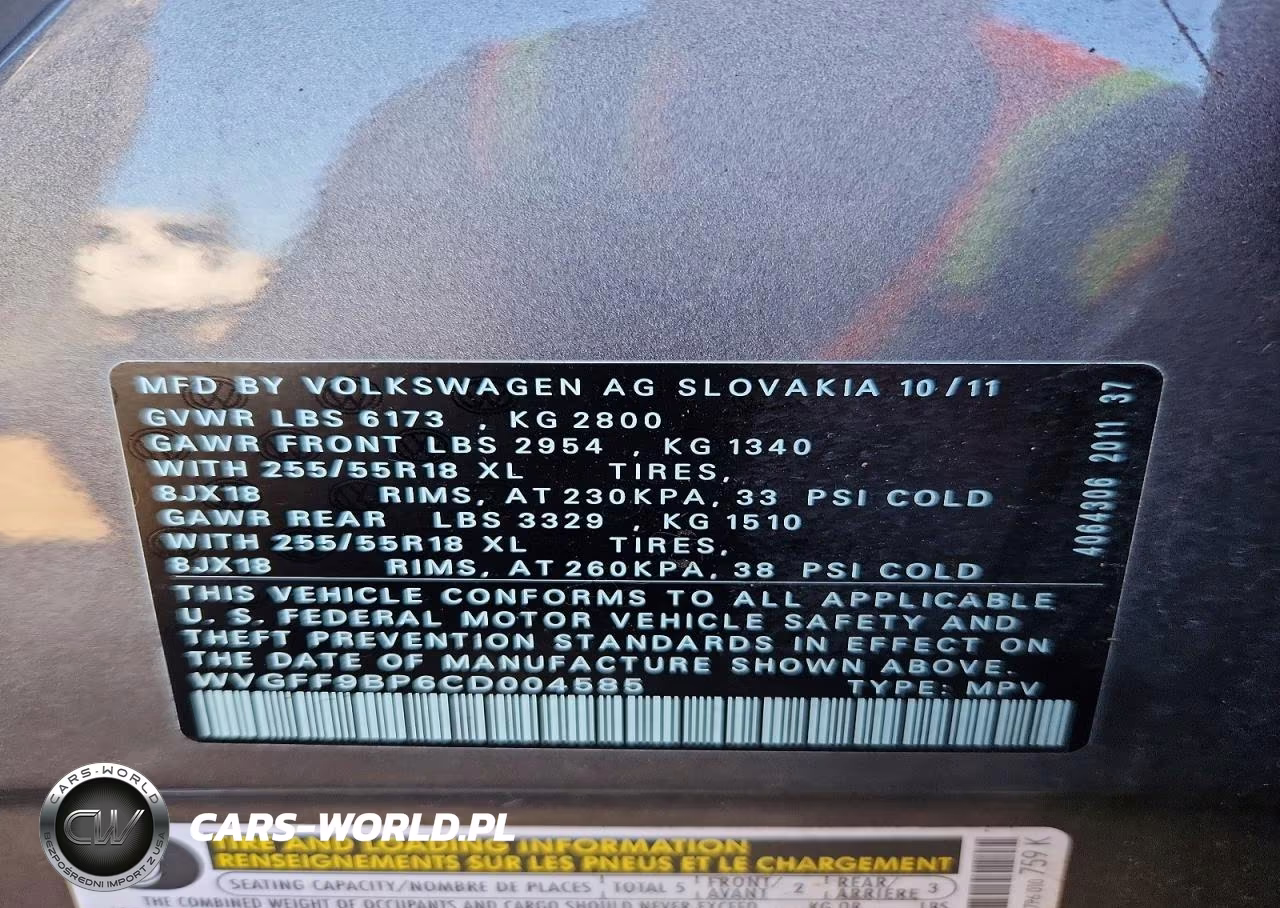2012 Volkswagen Touareg V6 VIN:WVGFF9BP6CD004585 - 13