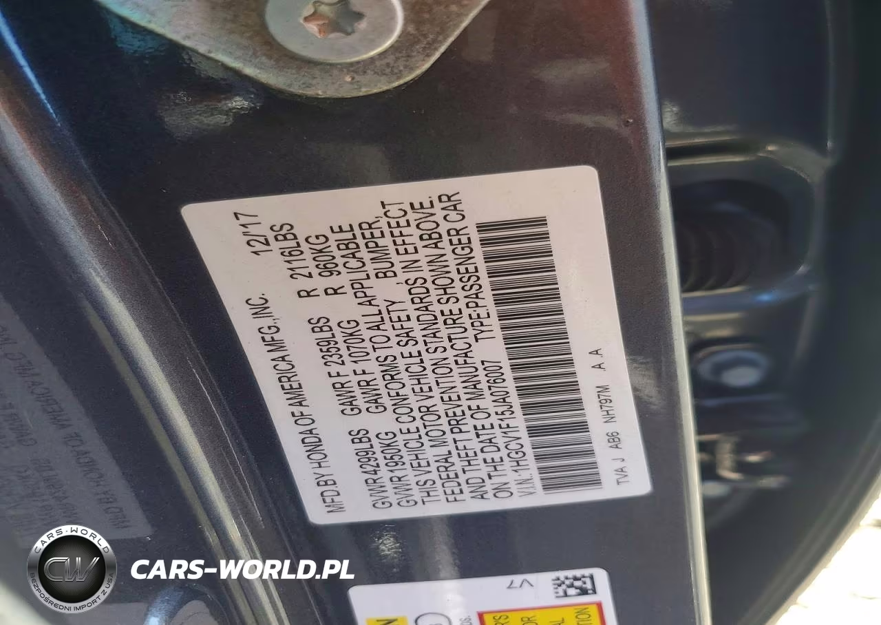2018 Honda Accord Lx VIN:1HGCV1F15JA076007 - 12